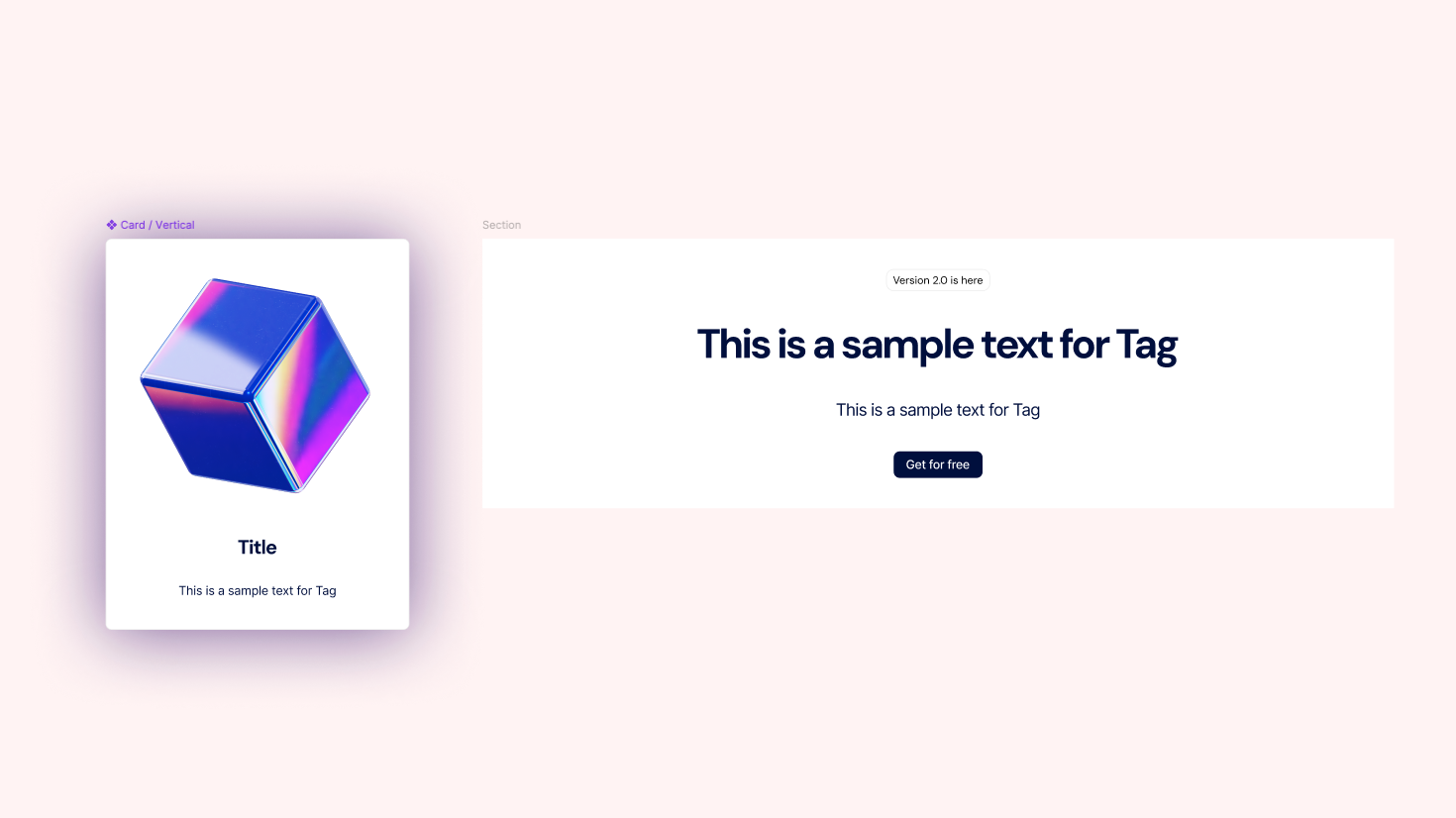 Building the top text section and card component.