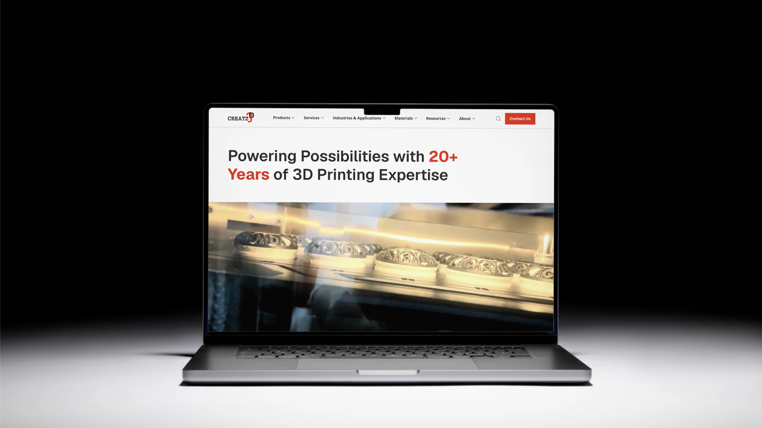 Creatz3D redesigned site on desktop