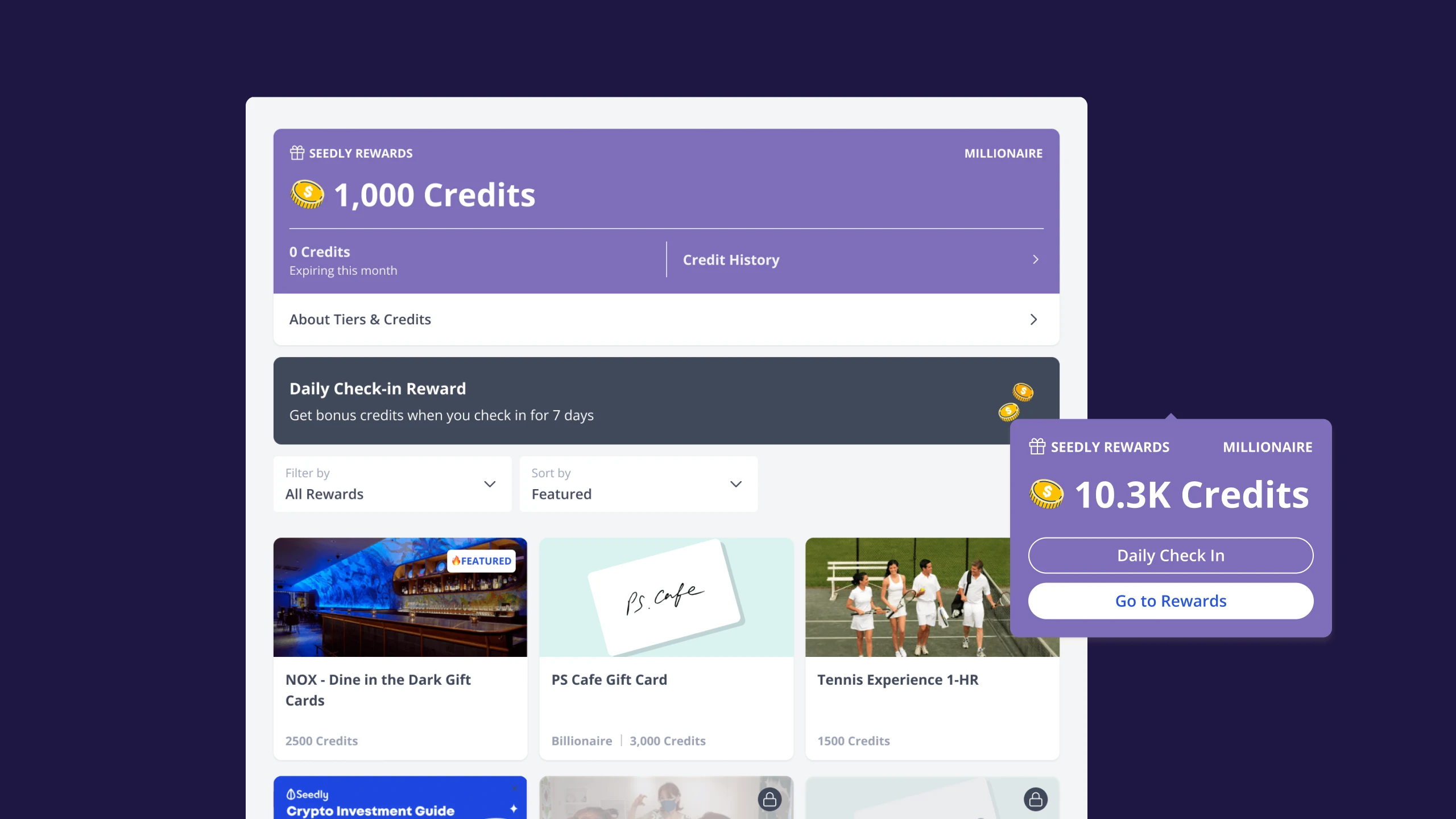 Seedly Rewards programme on desktop